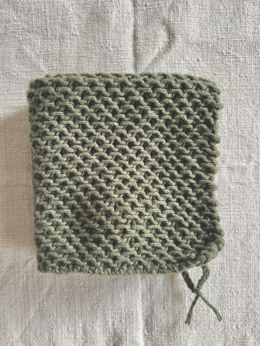 Handmade Cotton Knitted Dishcloth - Green