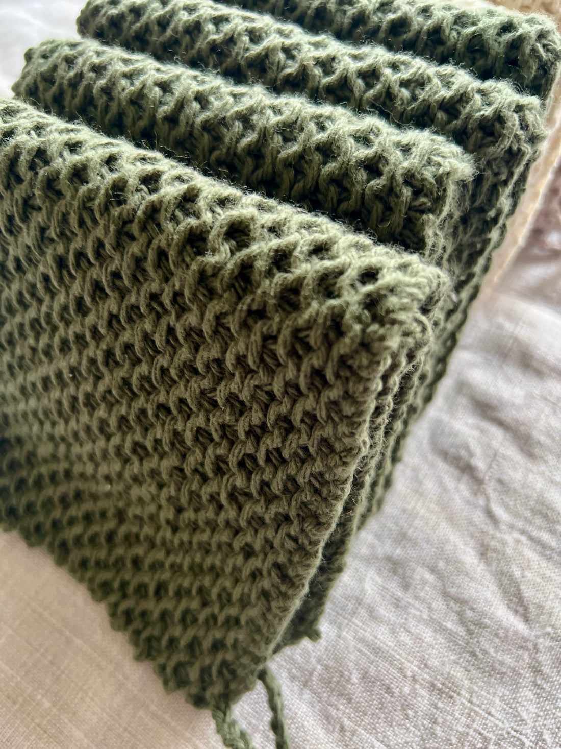 Handmade Cotton Knitted Dishcloth - Green