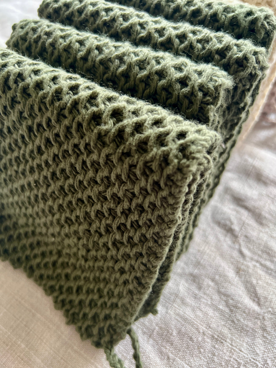 Handmade Cotton Knitted Dishcloth - Green