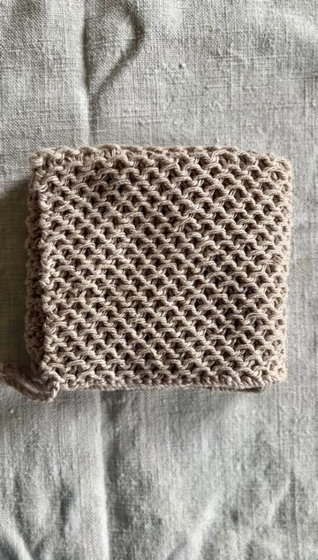 Handmade Cotton Knitted Dishcloth - Sand