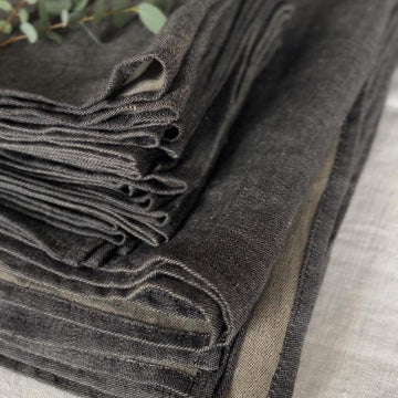 Italien Soft Woven Linen Hemp Napkins - Washed Black