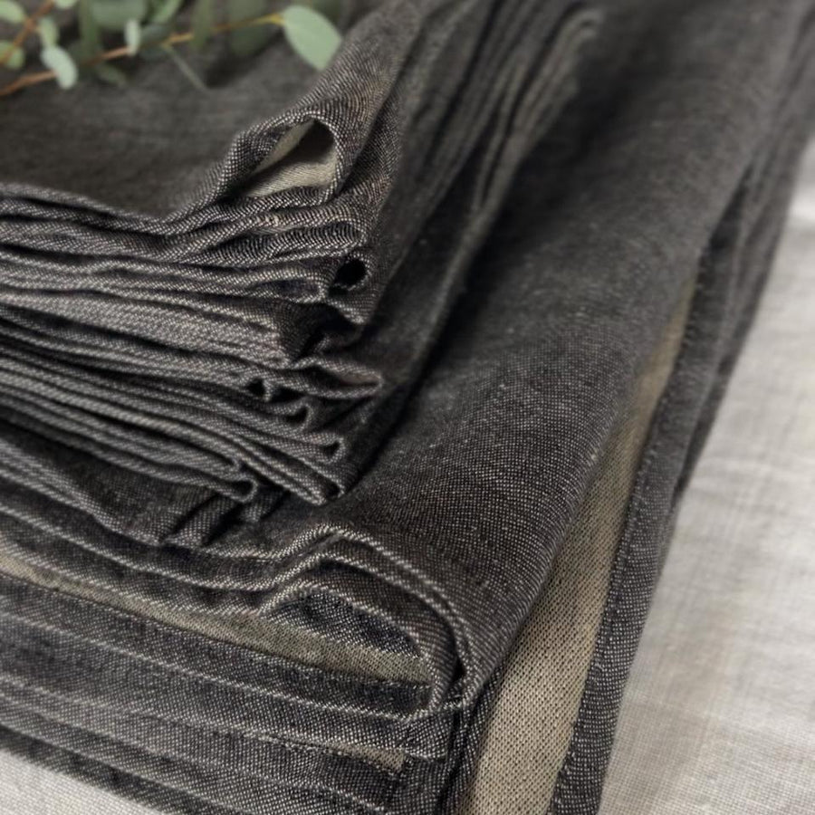 Italien Soft Woven Linen Hemp Tablecloth - Washed Black