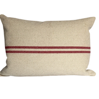 Rustic Red Stripe Grainsack Oblong Cushion