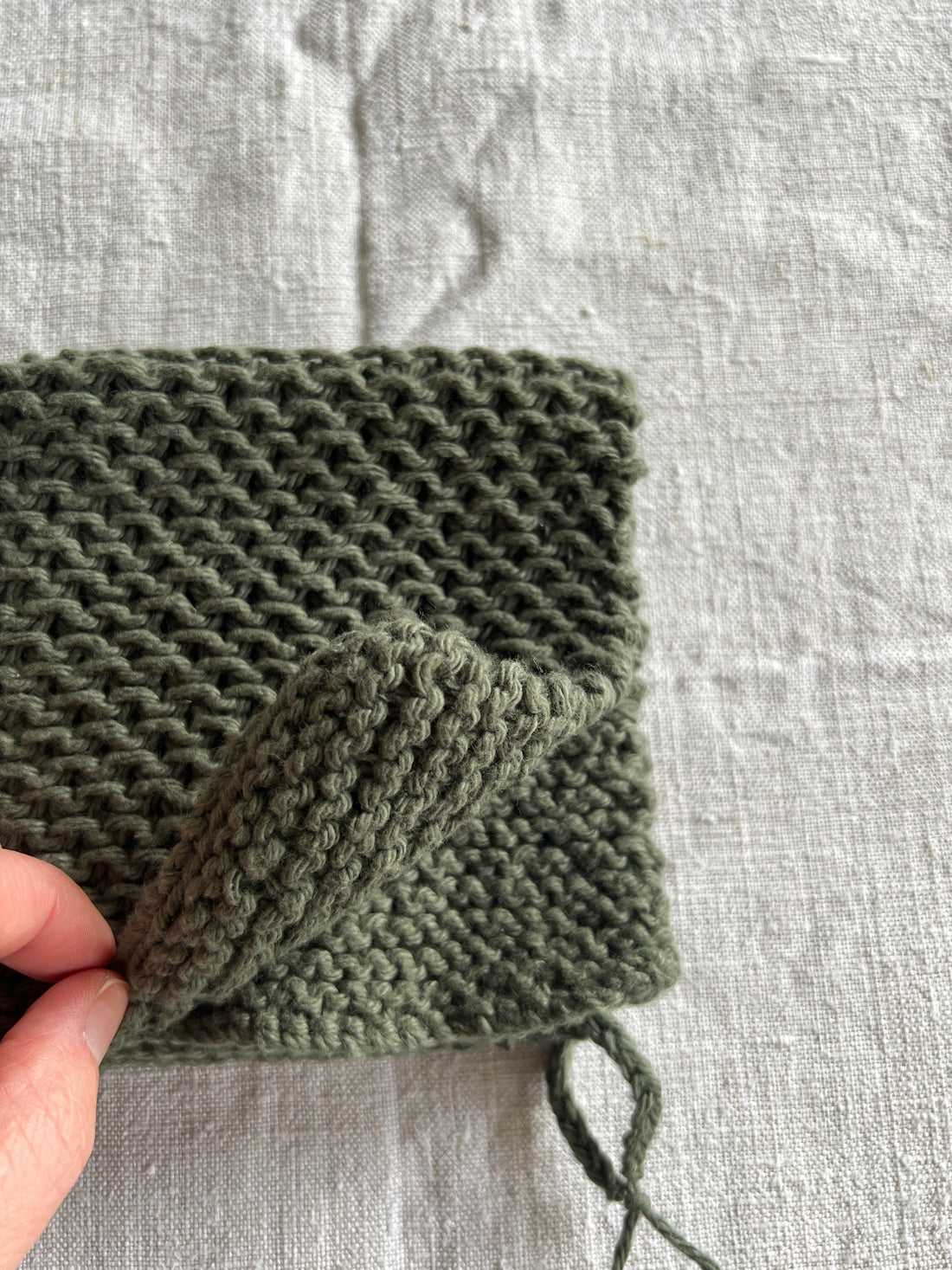 Handmade Cotton Knitted Dishcloth - Green