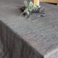 Italien Soft Woven Linen Hemp Tablecloth - Washed Black