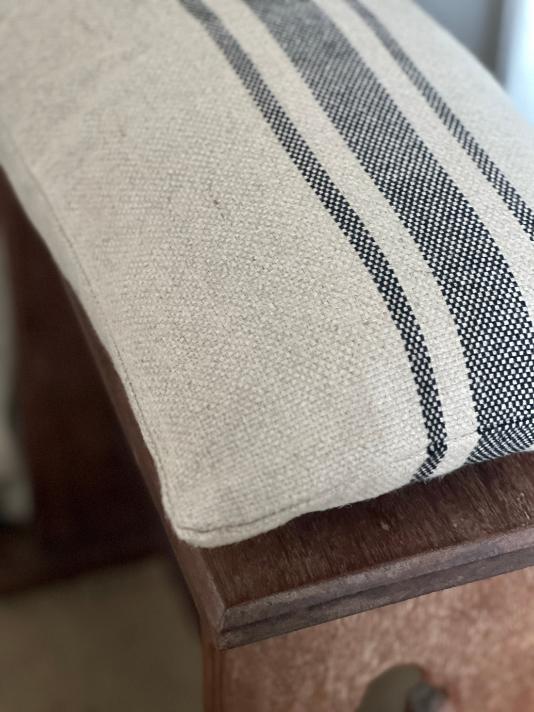 'No Waste' Montblanc Rustic Black Stripe Linen Cushion