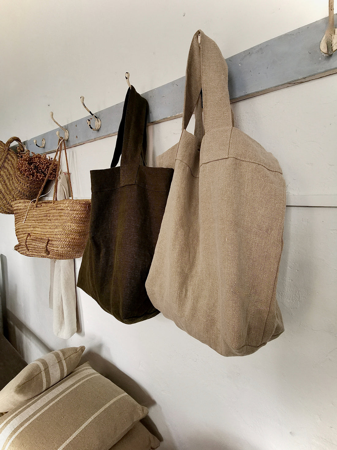 Linen tote bags on sale