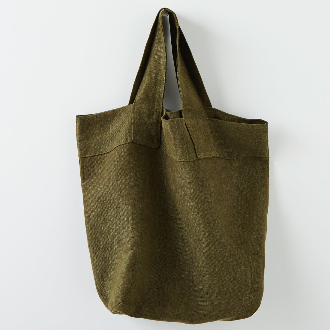 French Slubby Linen Oversized Tote Bag - Green