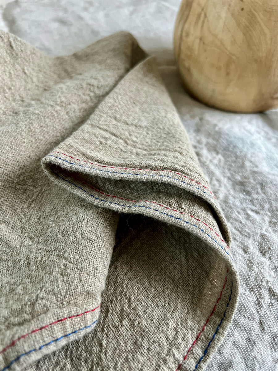 Stonewashed French Stitched Linen Napkin - Natural