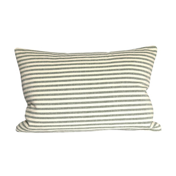 'Mariola' Recycled Stripe Grainsack Cushion - Green