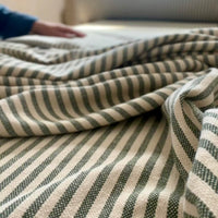 'Mariola' Recycled Stripe Grainsack Cushion Cover - Green