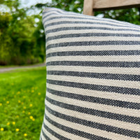 'Mariola' Recycled Stripe Grainsack Cushion - Charcoal