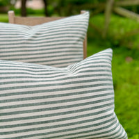 'Mariola' Recycled Stripe Grainsack Cushion - Green