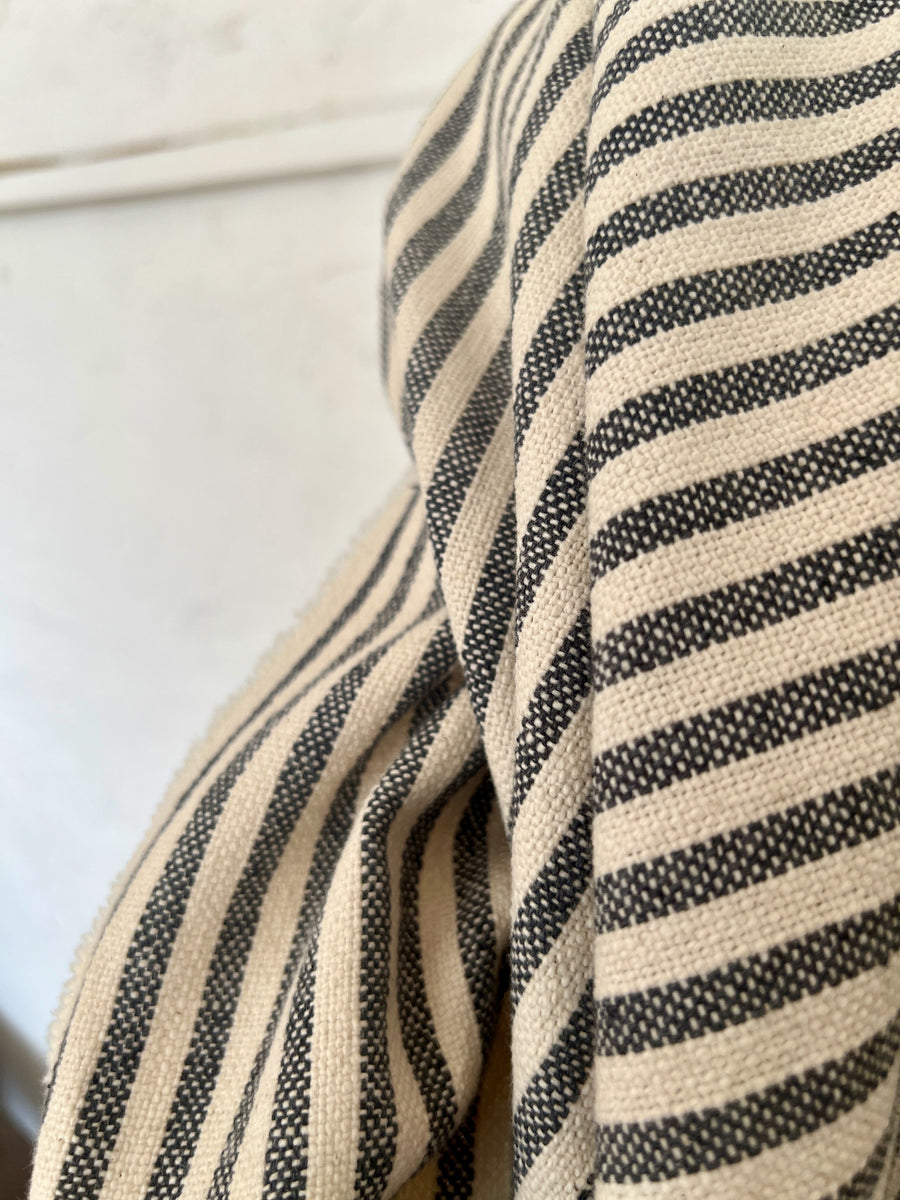 'Mariola' Recycled Striped Cotton - Charcoal