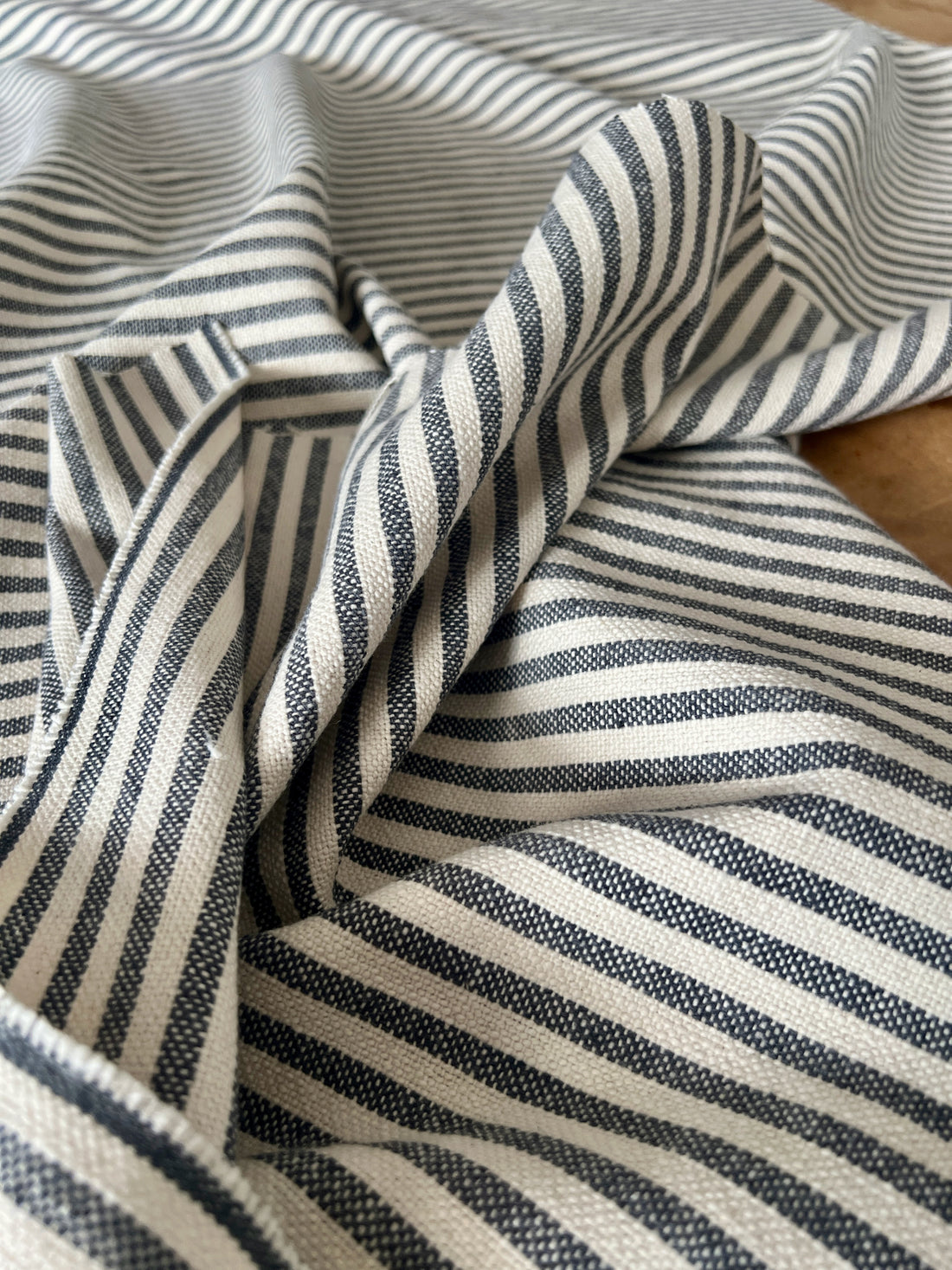 'Mariola' Recycled Striped Cotton - Charcoal