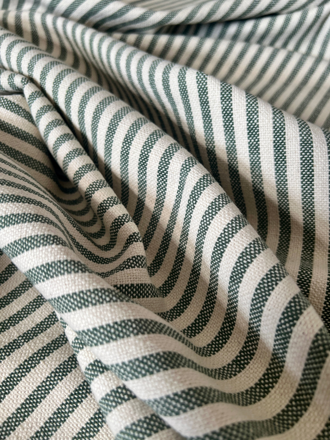 'Mariola' Recycled Stripe Grainsack Oblong Cushion Cover - Green