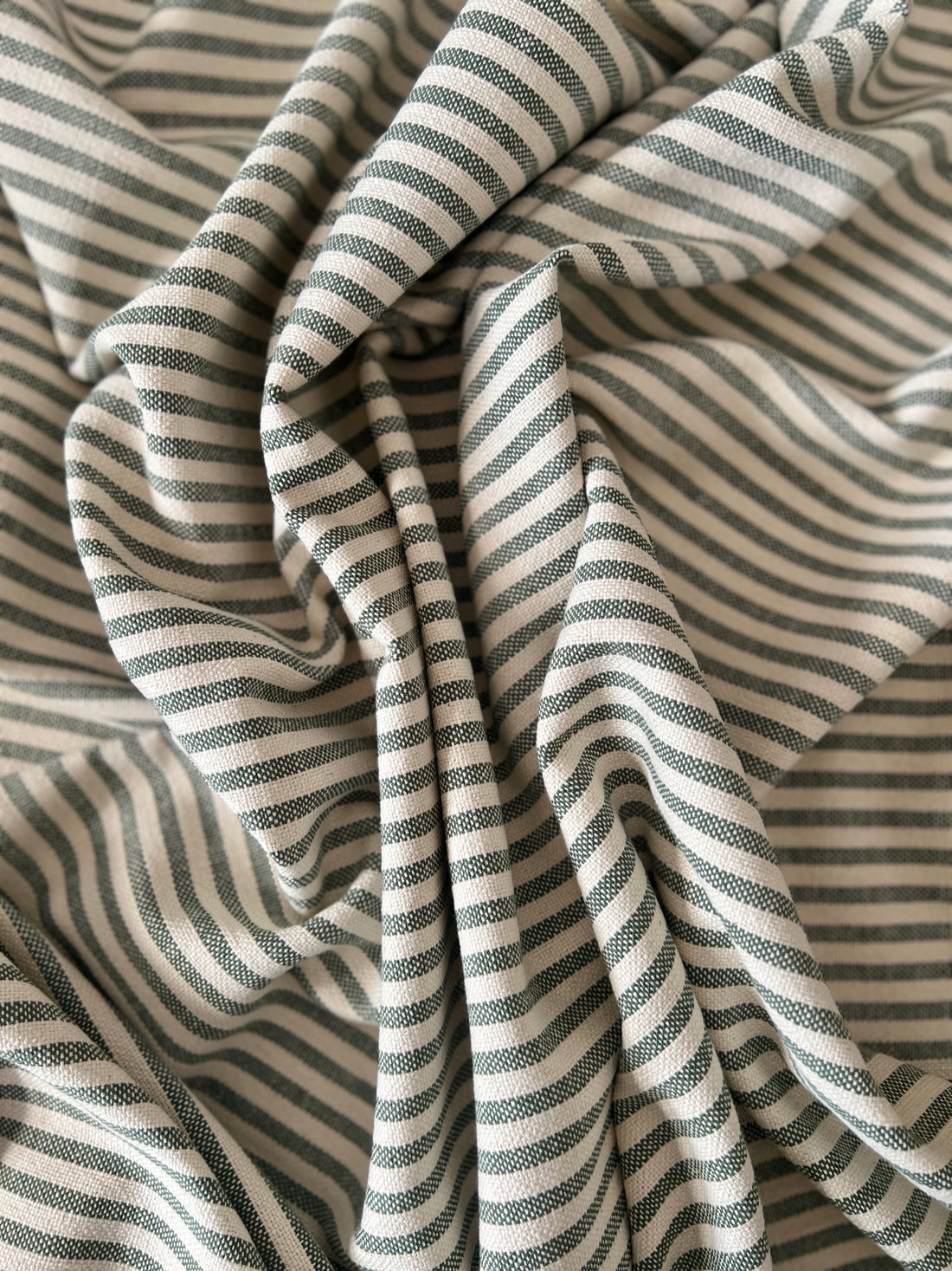 'Mariola' Recycled Stripe Grainsack Cushion - Green