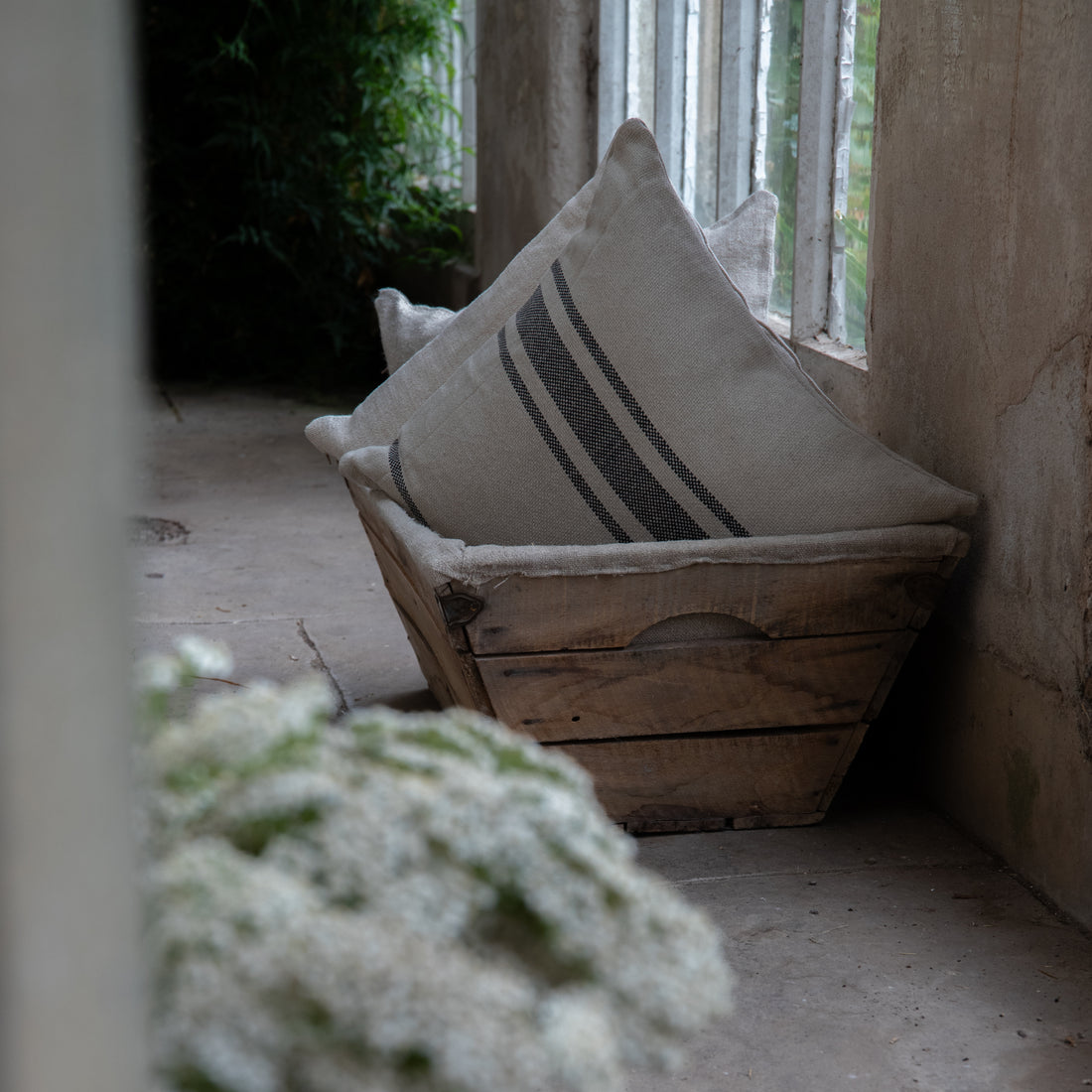 'Montblanc' Rustic Black Stripe Linen Cushion