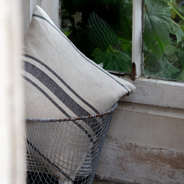 'Montblanc' Rustic Black Stripe Linen Cushion