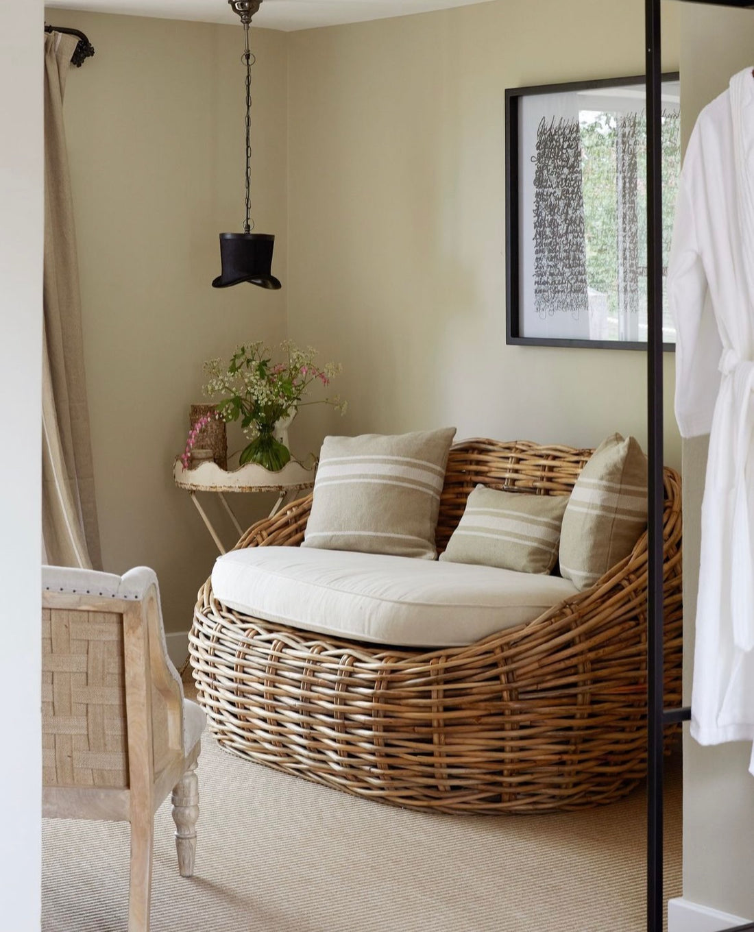 No Waste 'Montblanc' Rustic White Stripe Linen Cushion