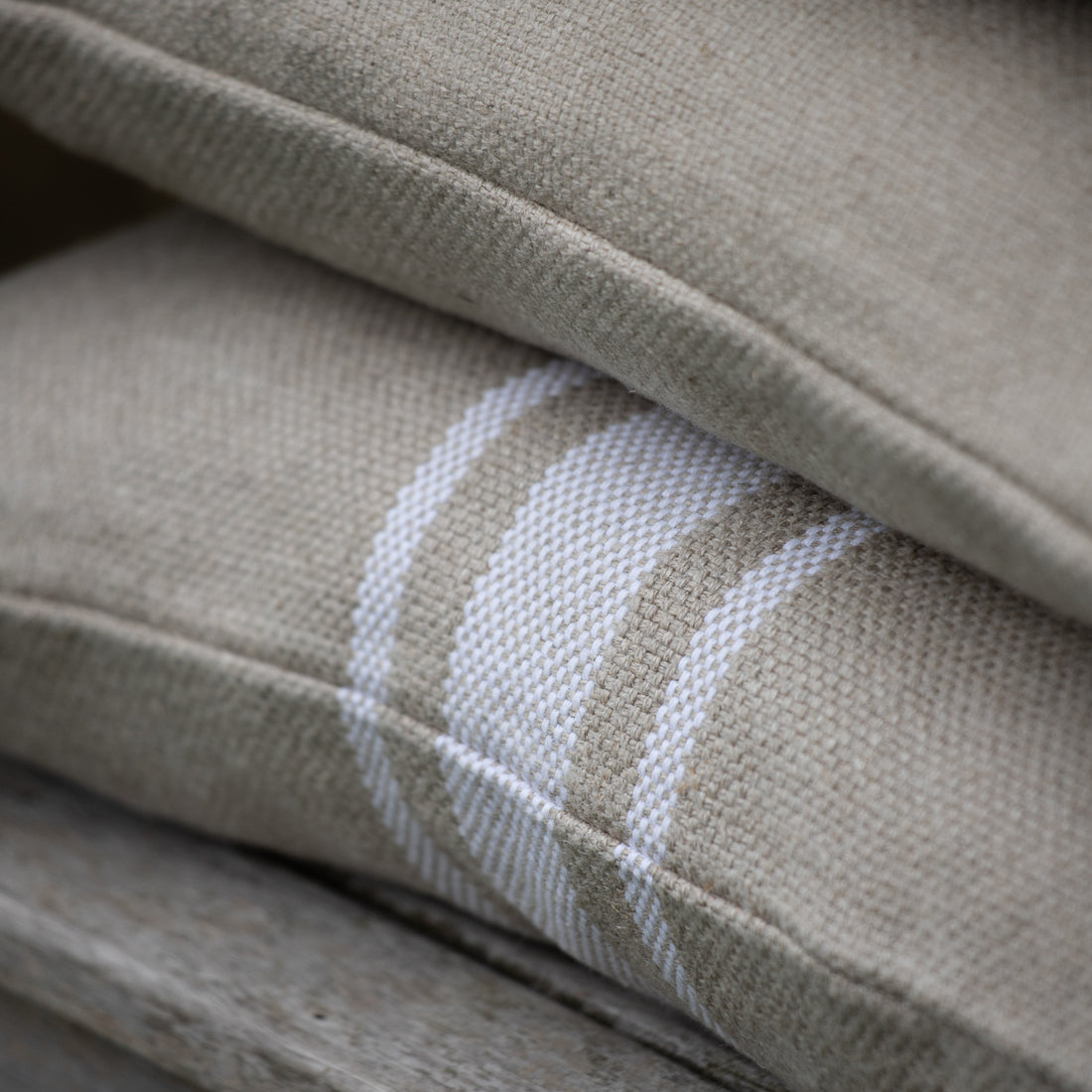 'Montblanc' Rustic White Stripe Linen Cushion