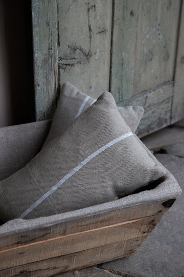 'Montblanc' Rustic White Stripe Linen Cushion