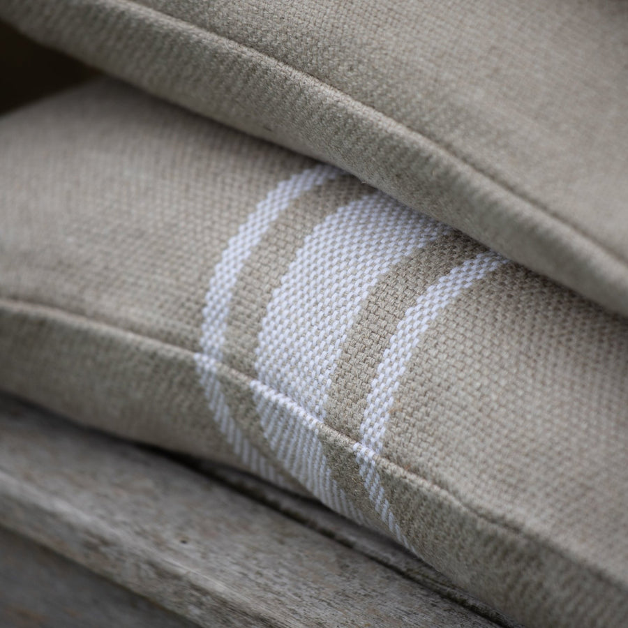 'Montblanc' Rustic White Stripe Heavy Linen - Wide Width