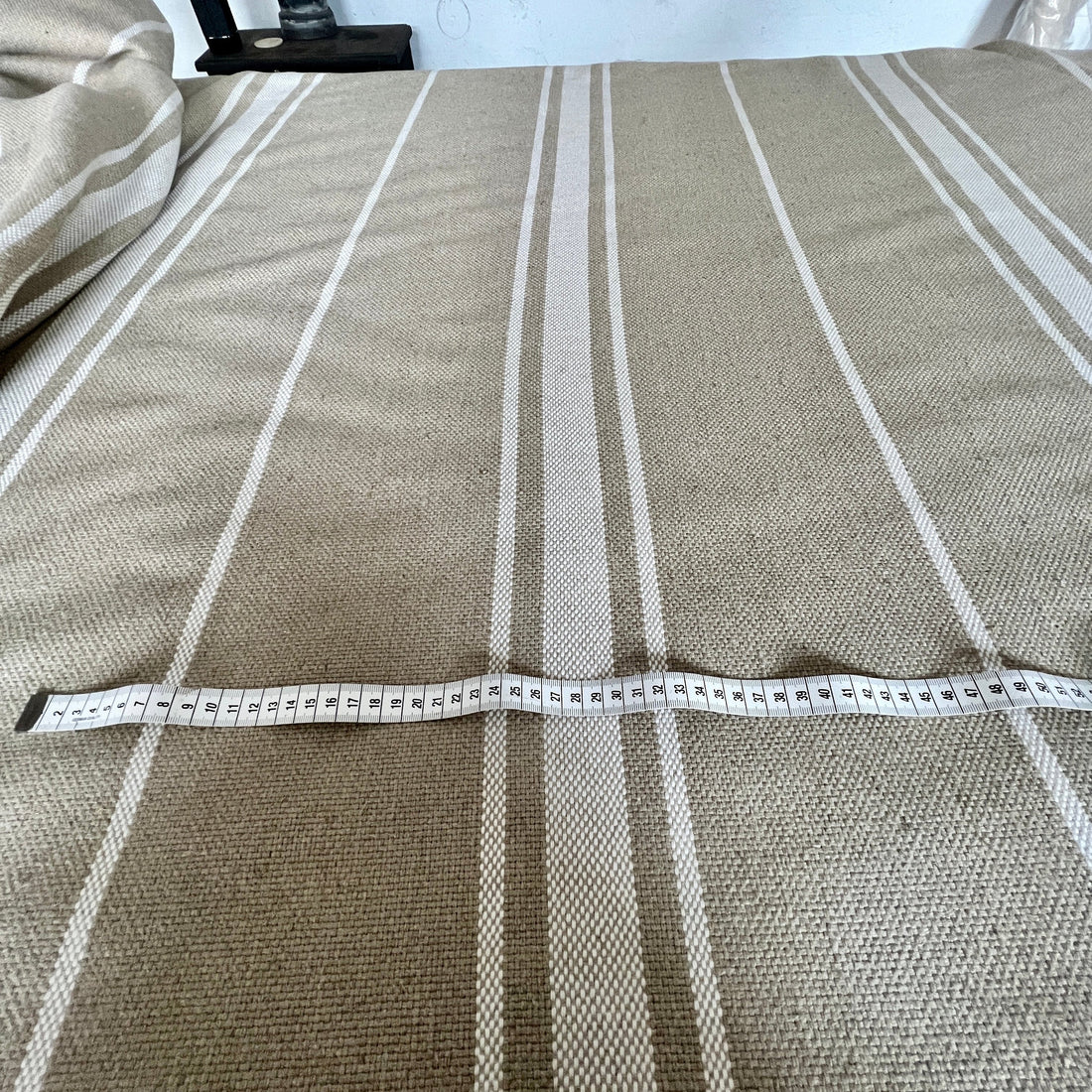 'Montblanc' Rustic White Stripe Heavy Linen - Wide Width