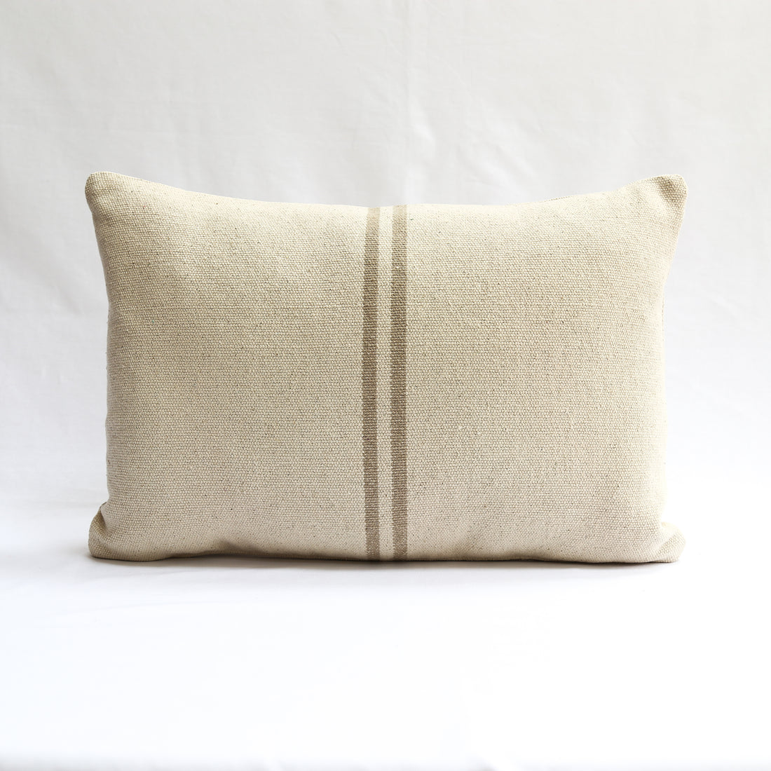 ‘No Waste’ Rustic Natural Stripe Grainsack Oblong Cushion