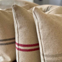 Rustic Red Stripe Grainsack Oblong Cushion