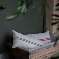 Rustic Grey Stripe Grainsack Bench Cushion