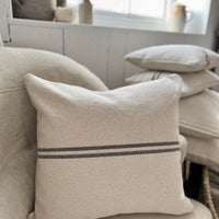 'No Waste' Rustic Grey Stripe Grainsack Cushion Cover