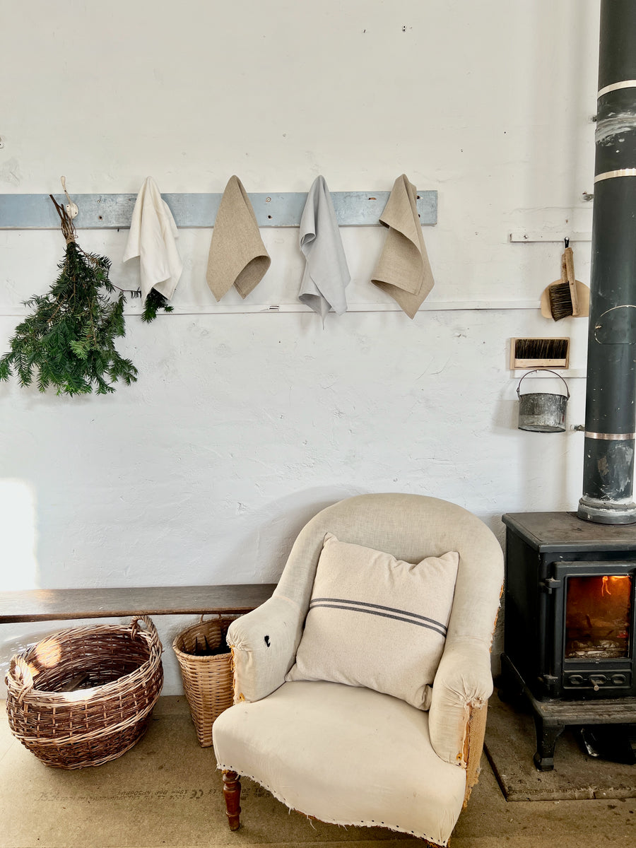 'No Waste' Rustic Grey Stripe Grainsack Cushion Cover