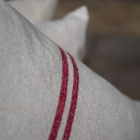 'No Waste Sale' Rustic Red Stripe Grainsack Bench Cushion