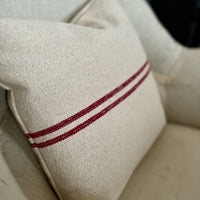 'No Waste' Rustic Red Stripe Grainsack Cushion Cover