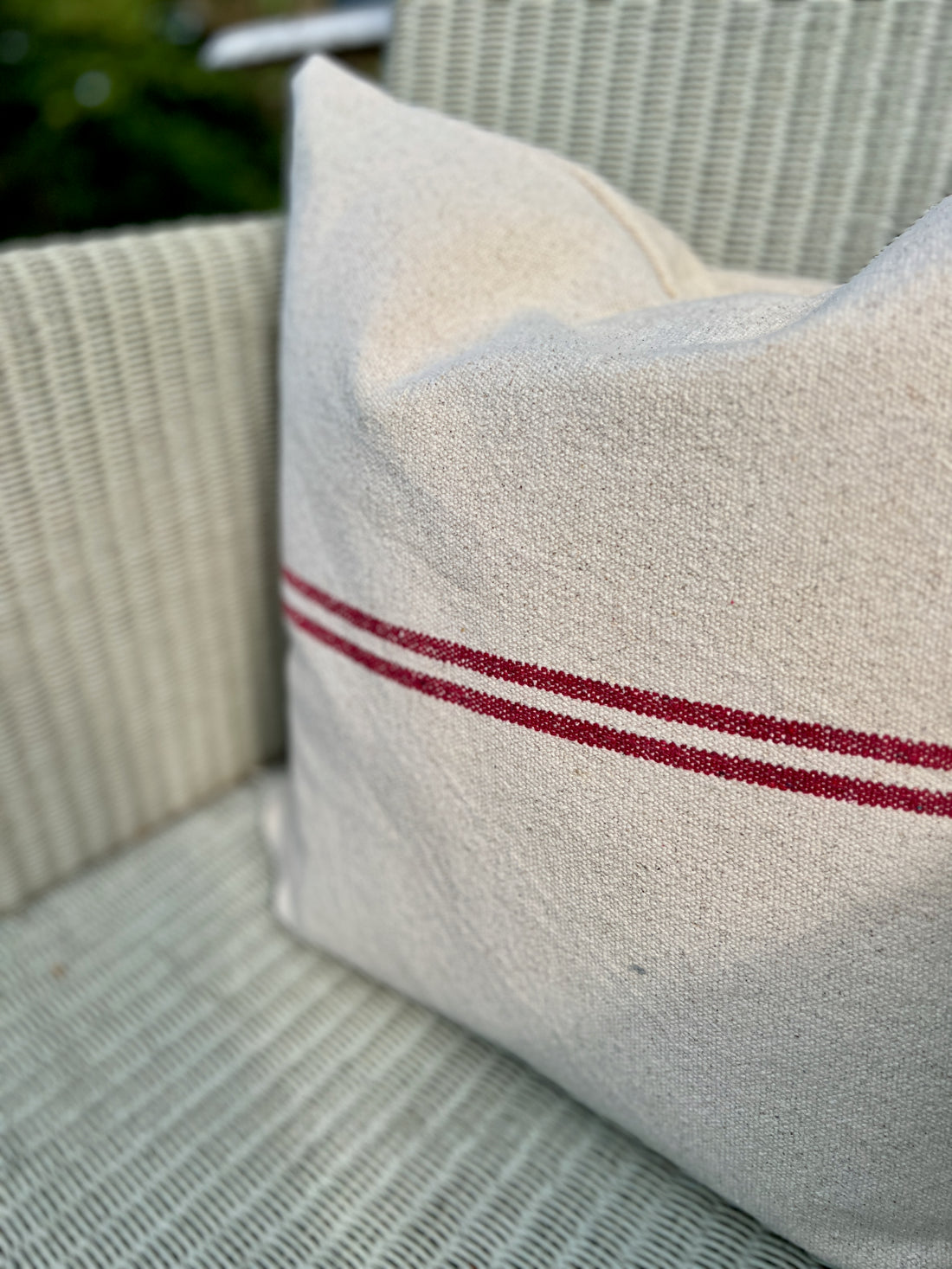 'No Waste' Rustic Red Stripe Grainsack Cushion Cover