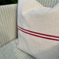 'No Waste' Rustic Red Stripe Grainsack Cushion Cover