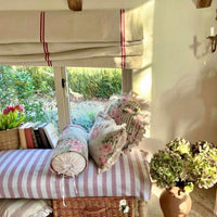 Handsewn Rustic Red Striped Grainsack Roman Blind - Made to Measure