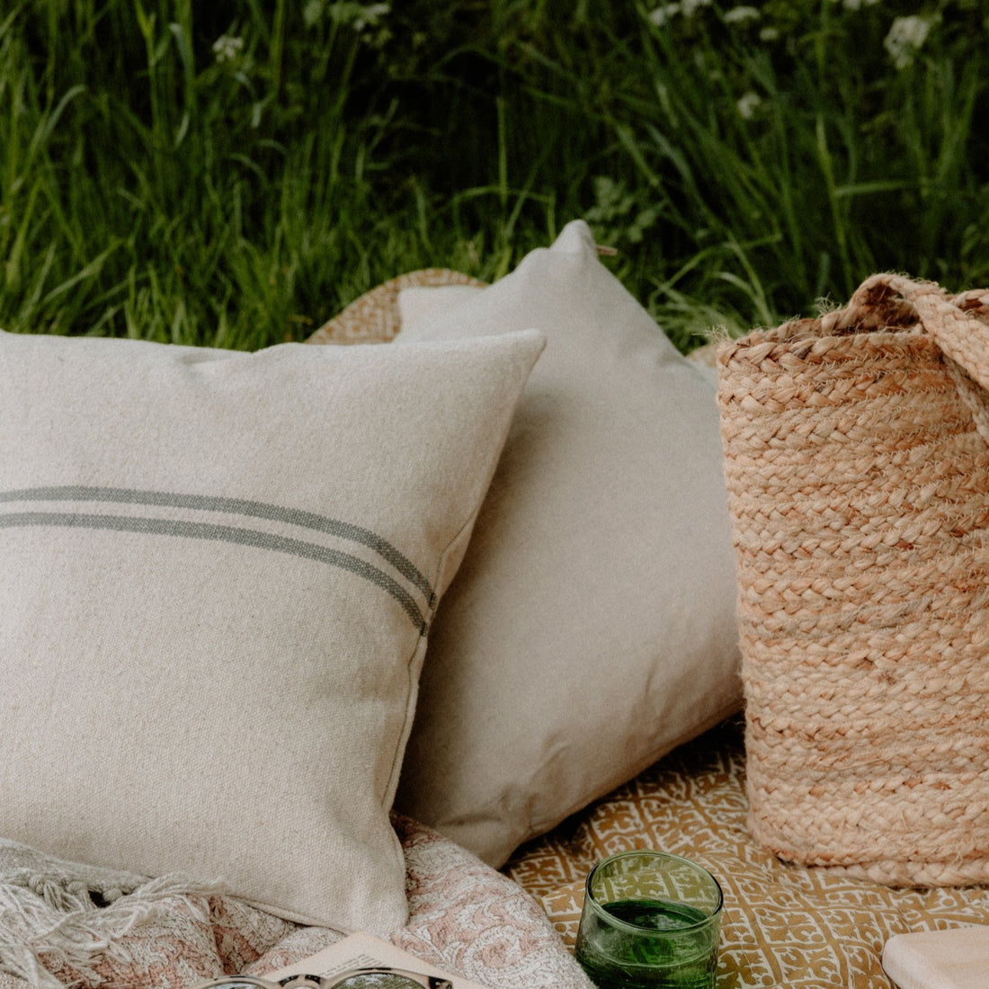 Rustic Grey Stripe Grainsack Cushion