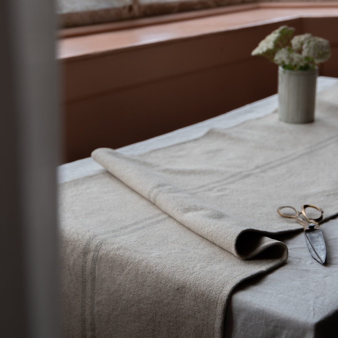 Rustic French Natural Stripe Grainsack Table Runner