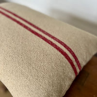 Rustic Red Stripe Grainsack Oblong Cushion