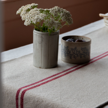 Rustic Red Stripe Grainsack Table Runner